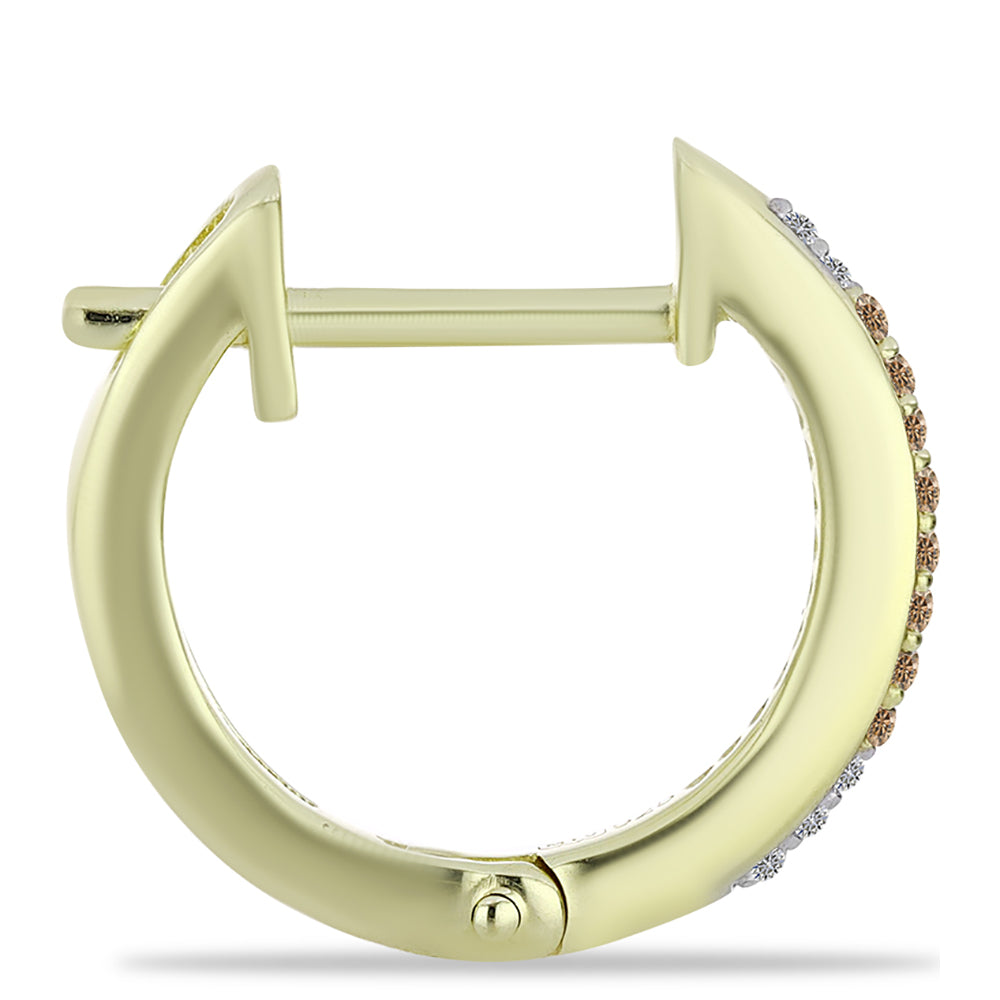 Goldplattierte Silberohrringe mit Champagner-Diamant und weißem Diamant 2 