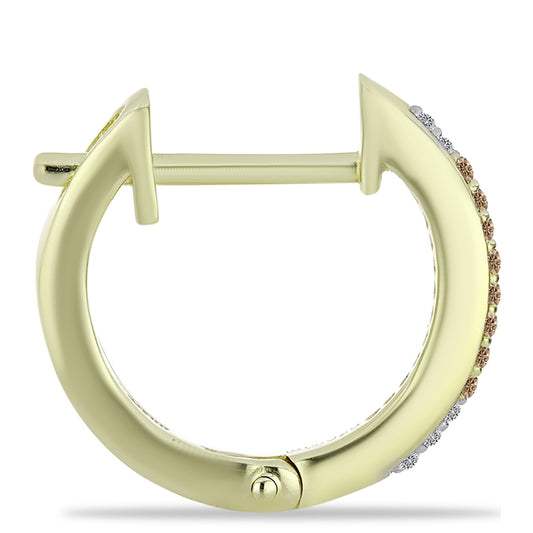 Goldplattierte Silberohrringe mit Champagner-Diamant und weißem Diamant