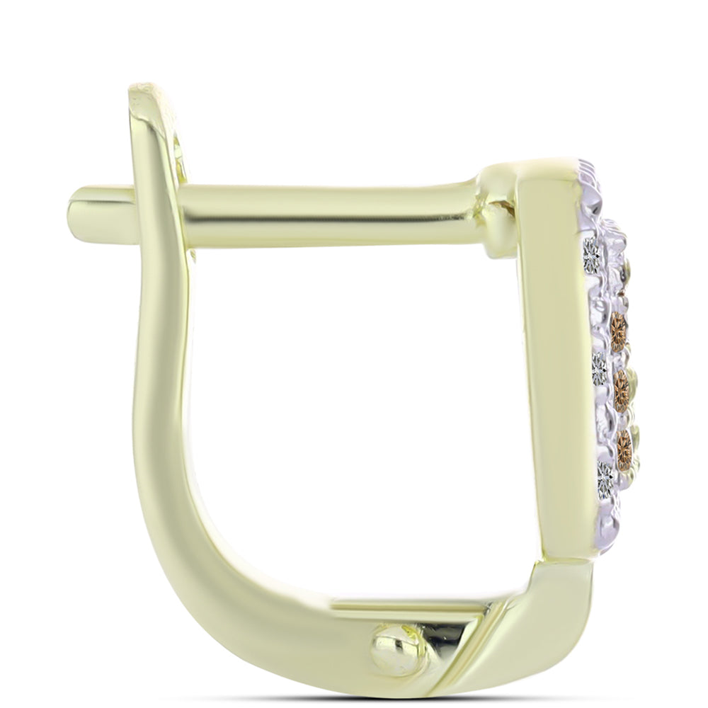 Goldplattierte Silberohrringe mit Champagner-Diamant und weißem Diamant 2 