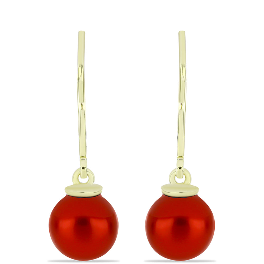 Goldplattierte Silberohrringe mit roter Süßwasserperle 1 