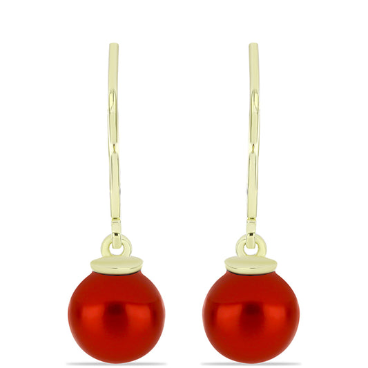 Goldplattierte Silberohrringe mit roter Süßwasserperle