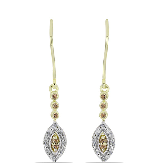 Goldplattierte Silberohrringe mit Champagner-Diamant