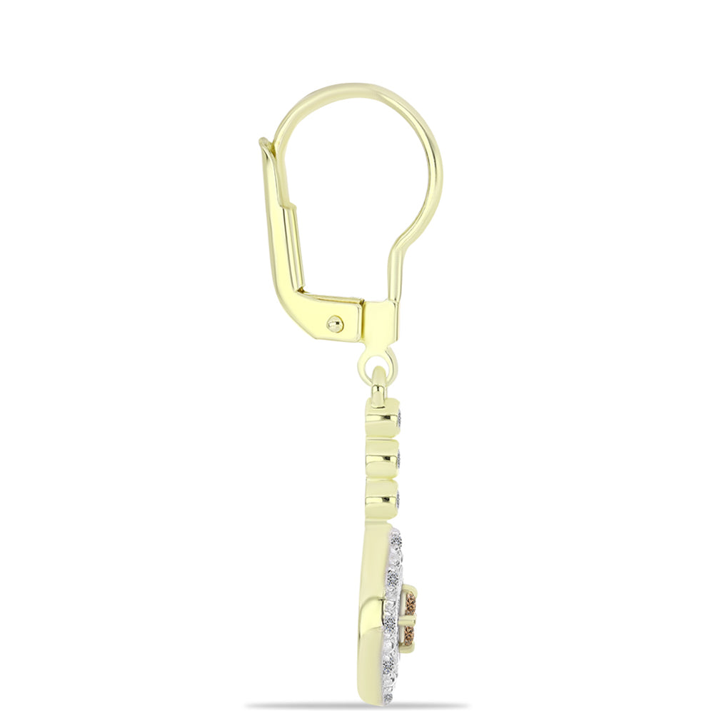 Goldplattierte Silberohrringe mit Champagner-Diamant 2 