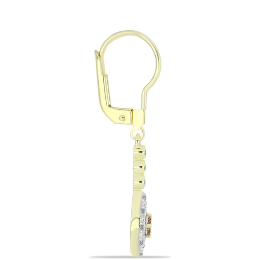 Goldplattierte Silberohrringe mit Champagner-Diamant