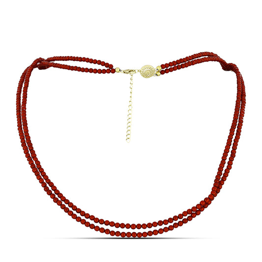 Goldplattierte Silberhalskette mit roter Süßwasserperle