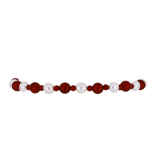 Goldplattiertes Silberarmband mit roter Süßwasserperle und weißer Süßwasserperle