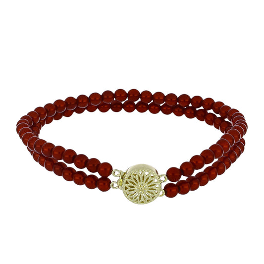 Goldplattiertes Silberarmband mit roter Süßwasserperle