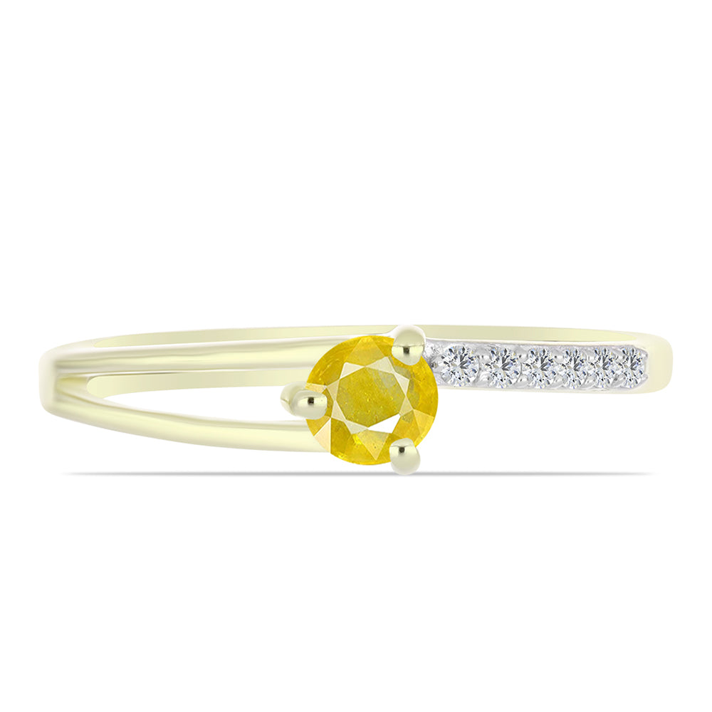 Goldplattierter Silberring mit gelbem Rosebery Saphir und weißem Topas 2 