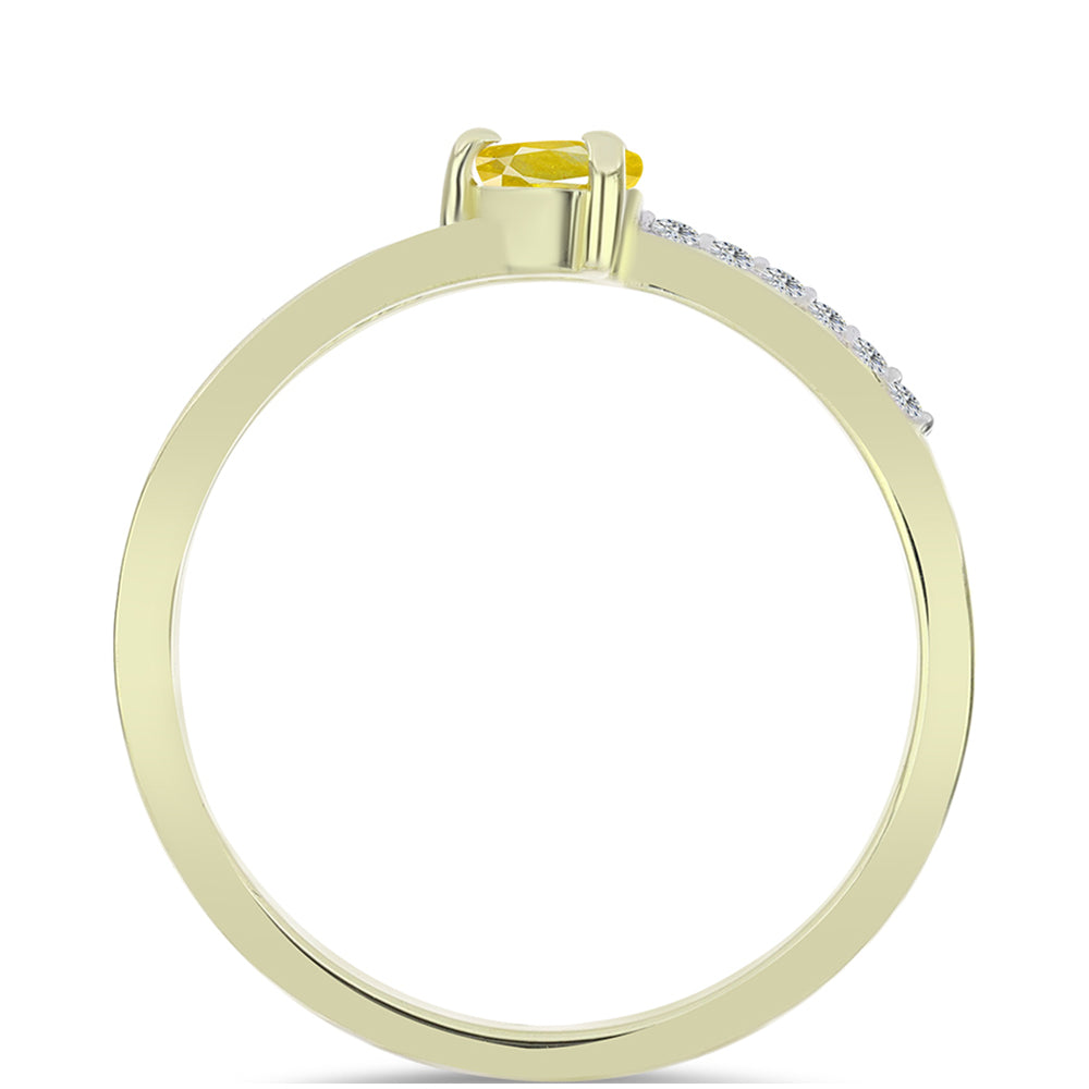 Goldplattierter Silberring mit gelbem Rosebery Saphir und weißem Topas 3 