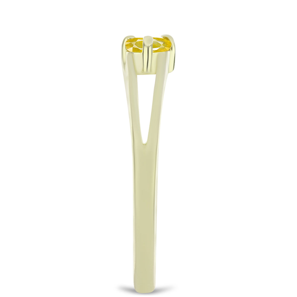 Goldplattierter Silberring mit gelbem Rosebery Saphir und weißem Topas 4 