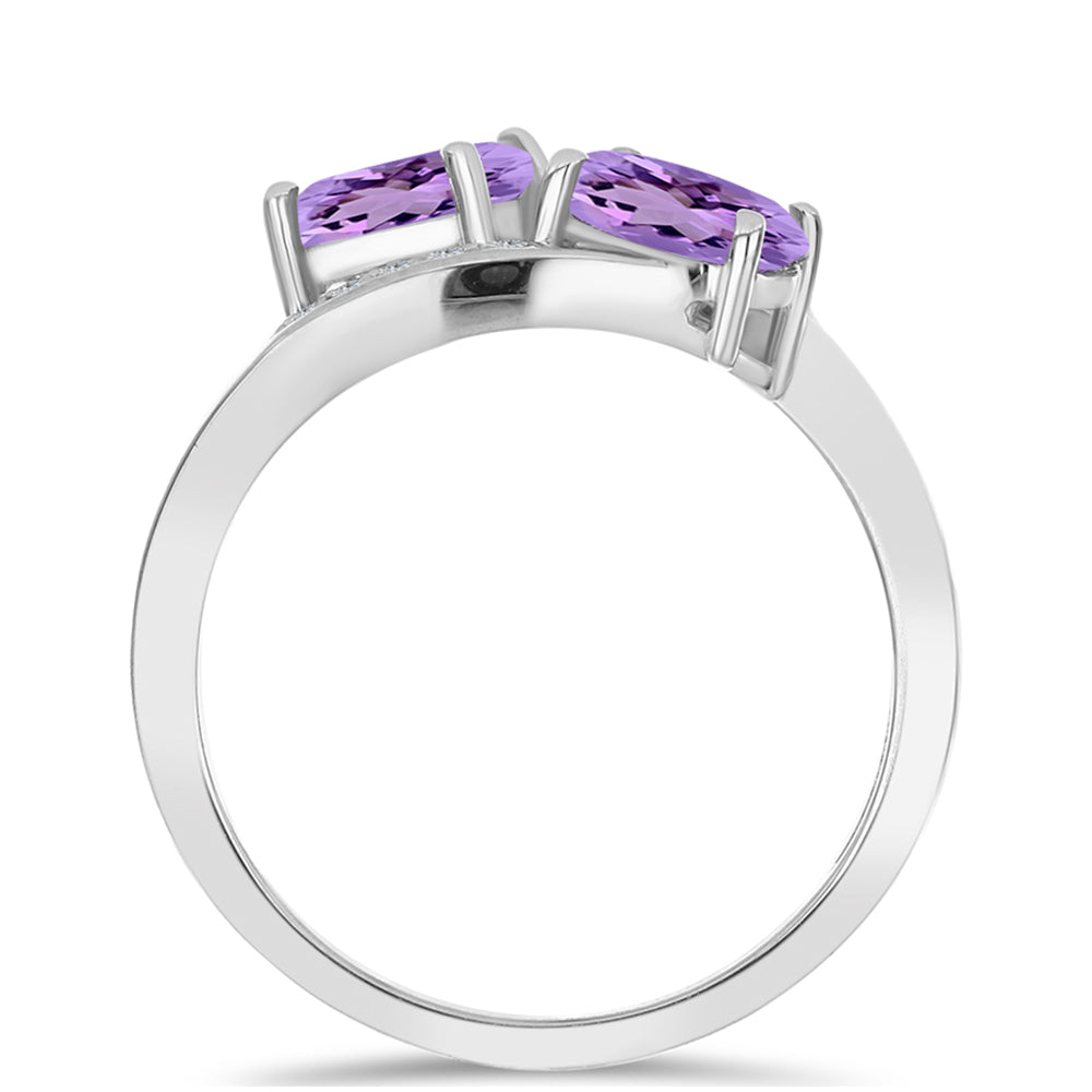 Silberring mit Rose De France Amethyst und weißem Topas