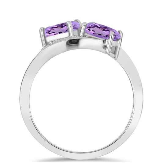 Silberring mit Rose De France Amethyst und weißem Topas