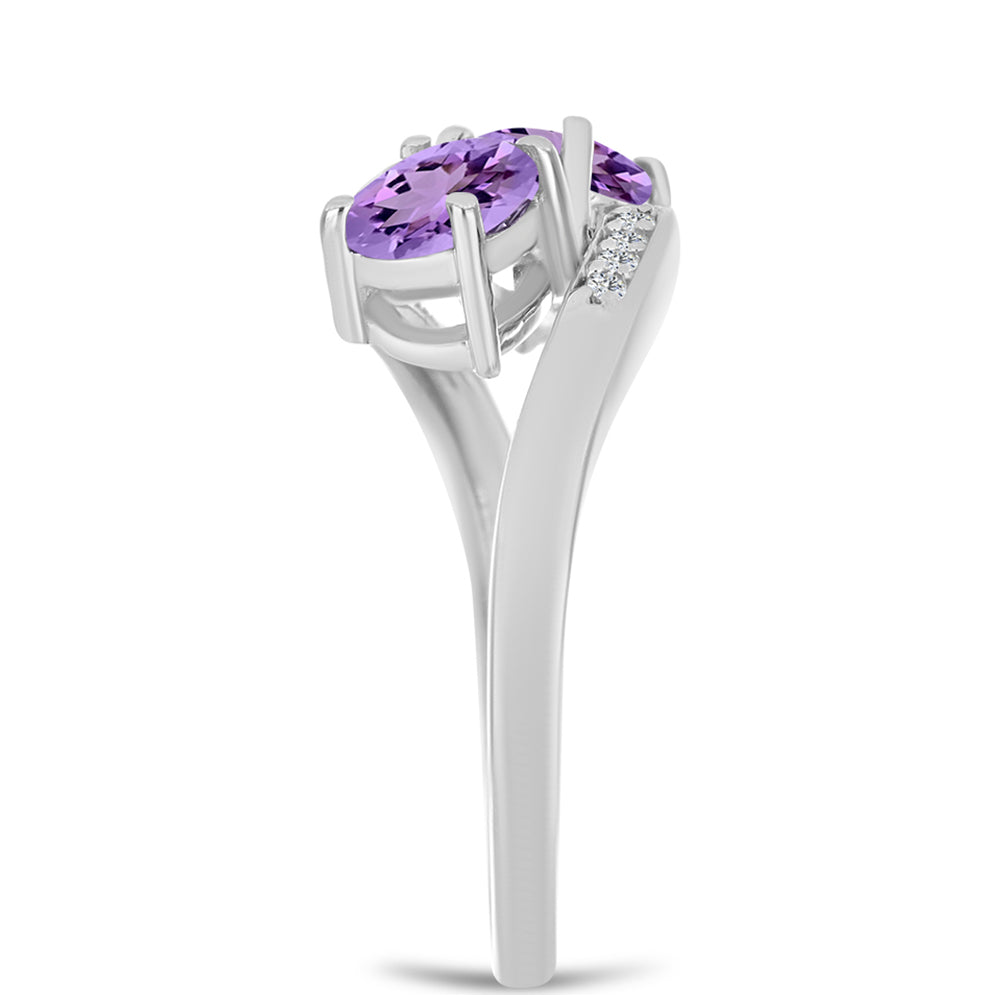 Silberring mit Rose De France Amethyst und weißem Topas 4 