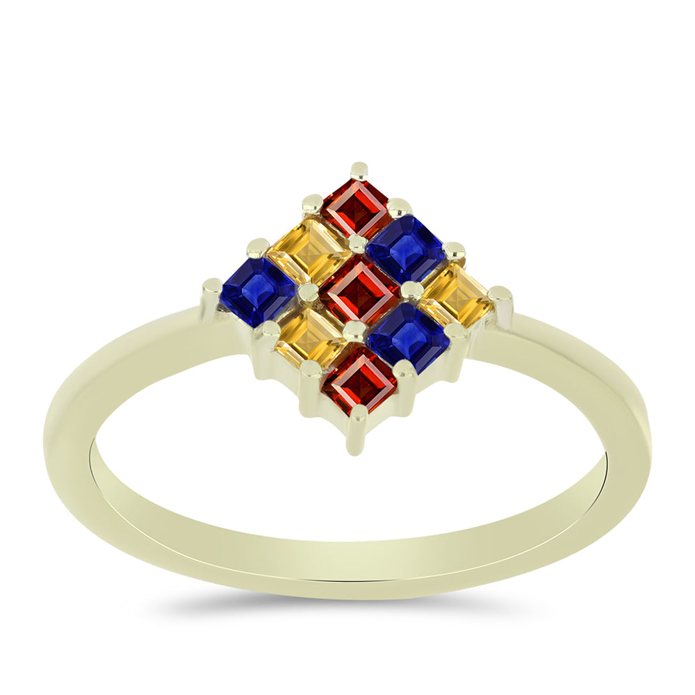 Goldplattierter Silberring mit regenbogenfarbenem Rosebery Saphir 3 