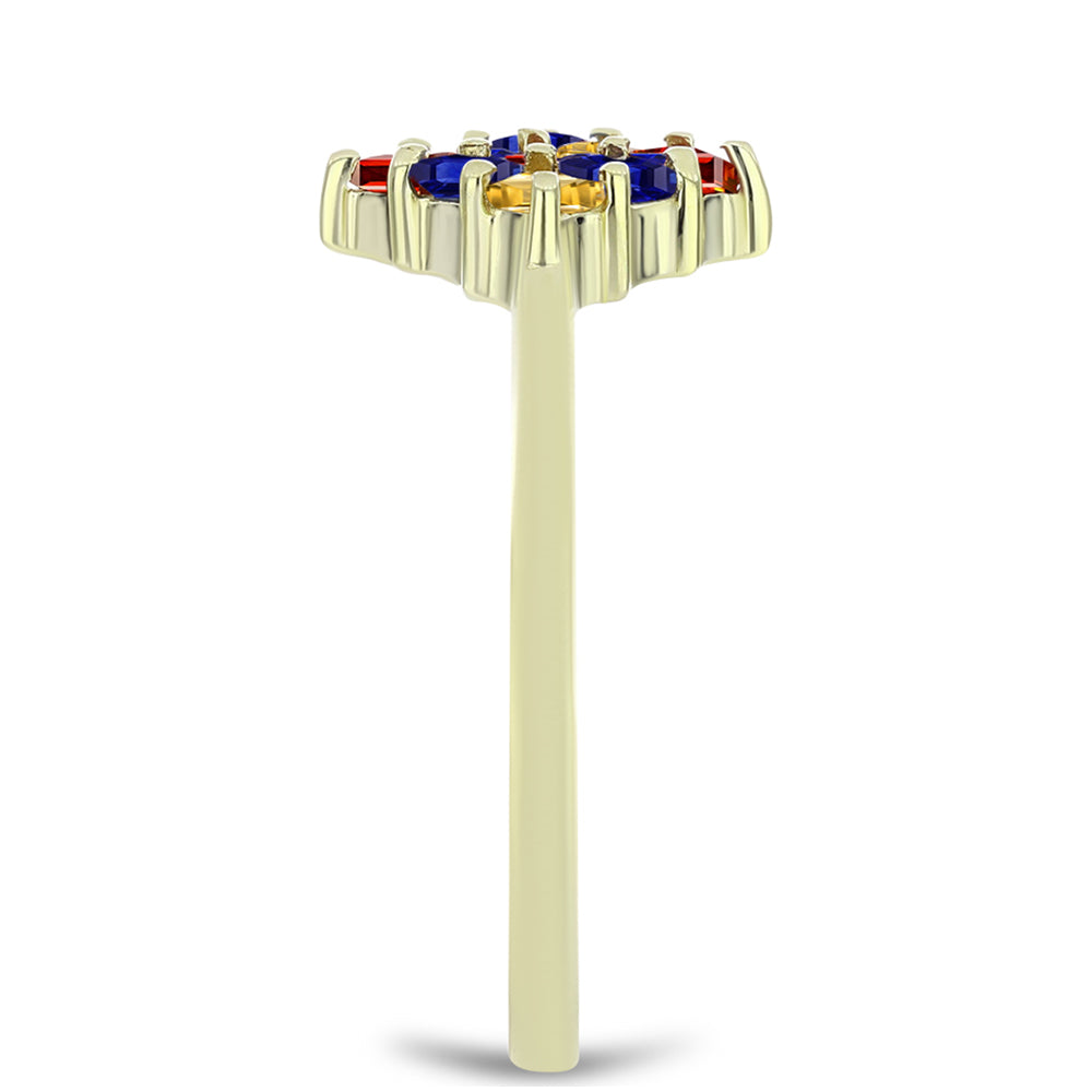 Goldplattierter Silberring mit regenbogenfarbenem Rosebery Saphir 4 