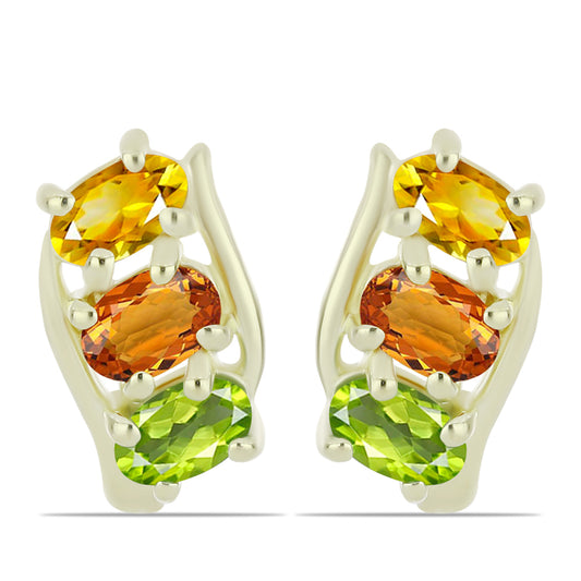 Goldplattierte Silberohrringe mit regenbogenfarbenem Rosebery Saphir