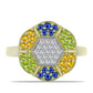 Goldplattierter Silberring mit regenbogenfarbenem Rosebery Saphir und weißem Topas