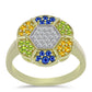Goldplattierter Silberring mit regenbogenfarbenem Rosebery Saphir und weißem Topas