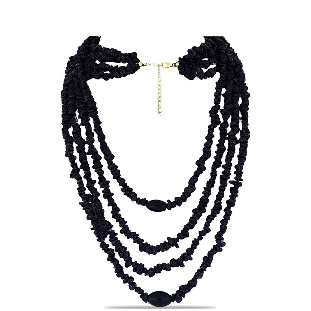 Goldplattierte Silberhalskette mit schwarzem Onyx aus Suwar 1 