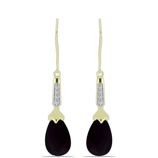 Goldplattierte Silberohrringe mit schwarzem Onyx aus Suwar und weißem Topas