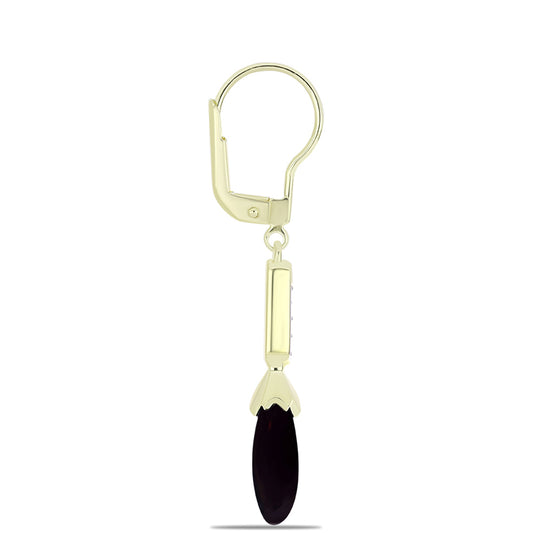 Goldplattierte Silberohrringe mit schwarzem Onyx aus Suwar und weißem Topas