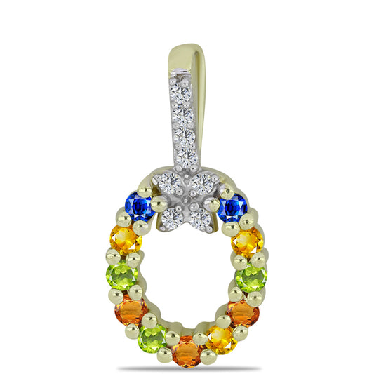 Goldplattierter Silberanhänger mit regenbogenfarbenem Rosebery Saphir und weißem Topas