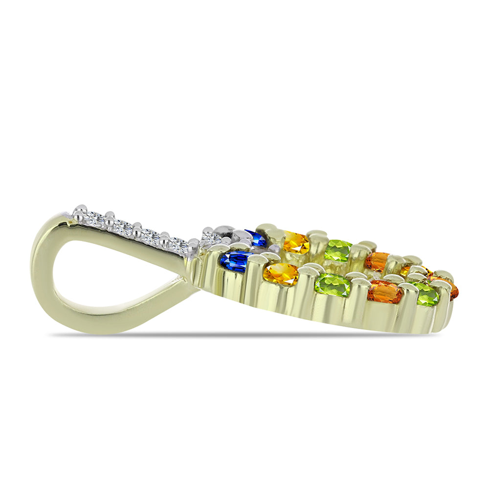 Goldplattierter Silberanhänger mit regenbogenfarbenem Rosebery Saphir und weißem Topas 2 