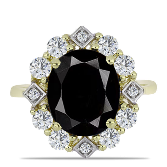 Goldplattierter Silberring mit schwarzem Onyx aus Suwar und weißem Topas
