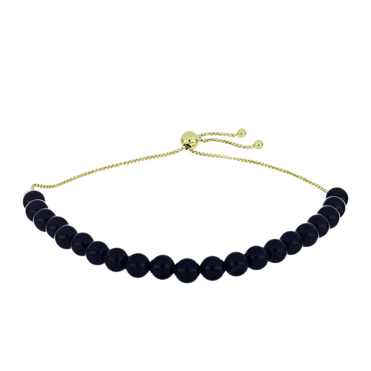 Goldplattiertes Silberarmband mit schwarzem Onyx aus Suwar