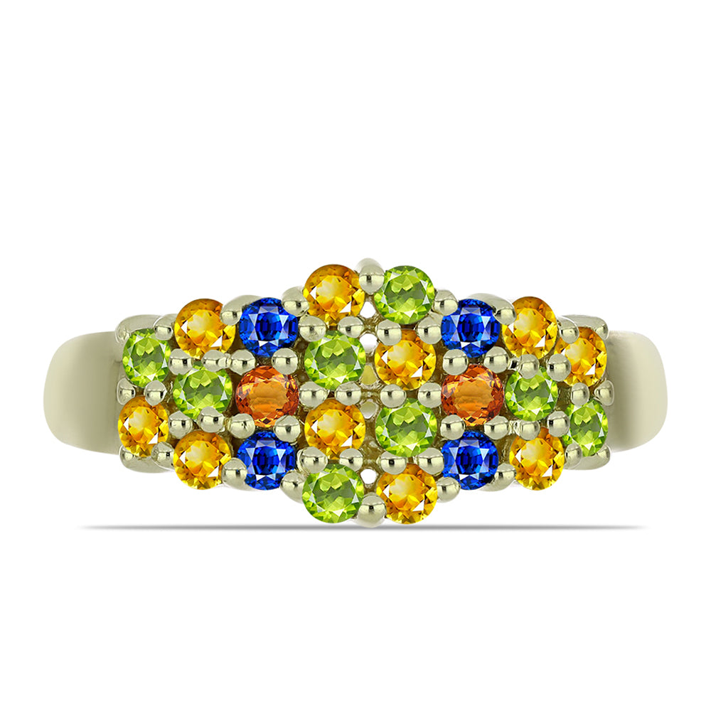 Goldplattierter Silberring mit regenbogenfarbenem Rosebery Saphir 1 