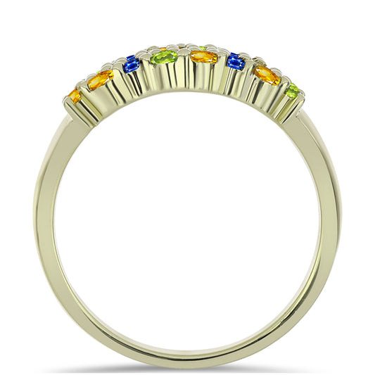 Goldplattierter Silberring mit regenbogenfarbenem Rosebery Saphir