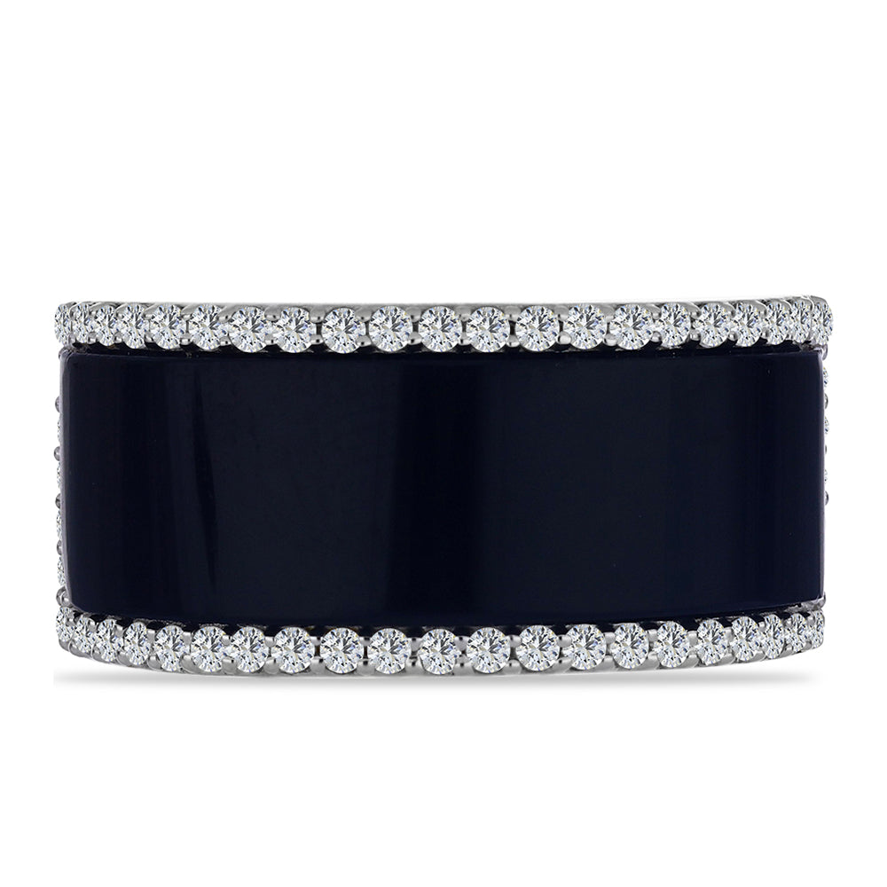 Goldplattierter Silberring mit schwarzem Onyx aus Suwar und weißem Topas 2 