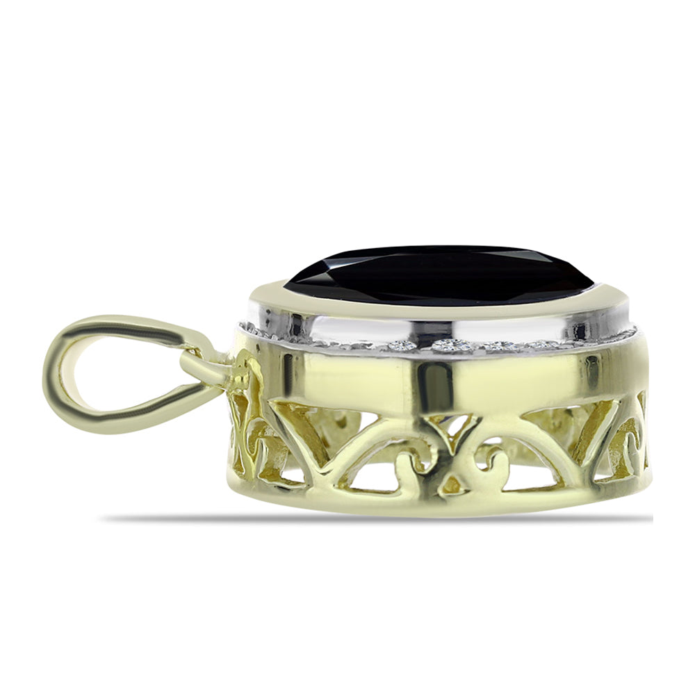 Goldplattierter Silberanhänger mit schwarzem Onyx aus Suwar und weißem Topas 2 