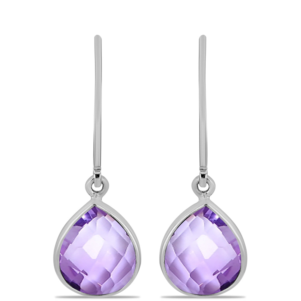 Silberohrringe mit Rose De France Amethyst 1 