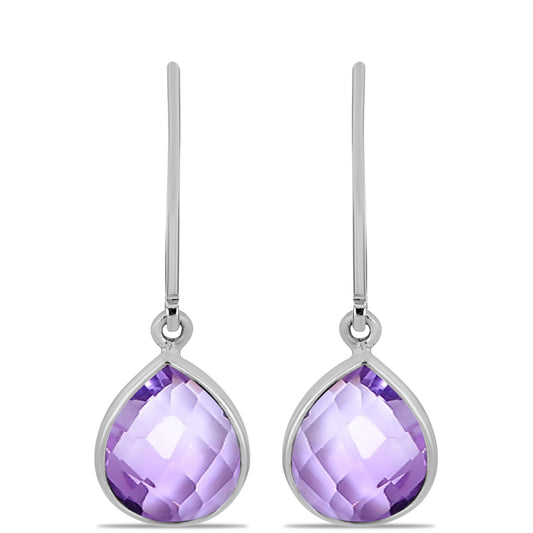 Silberohrringe mit Rose De France Amethyst