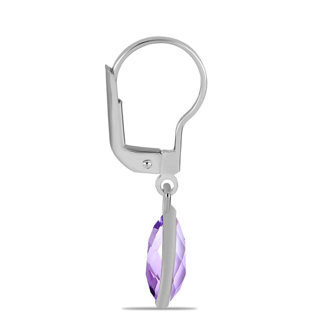 Silberohrringe mit Rose De France Amethyst 2 