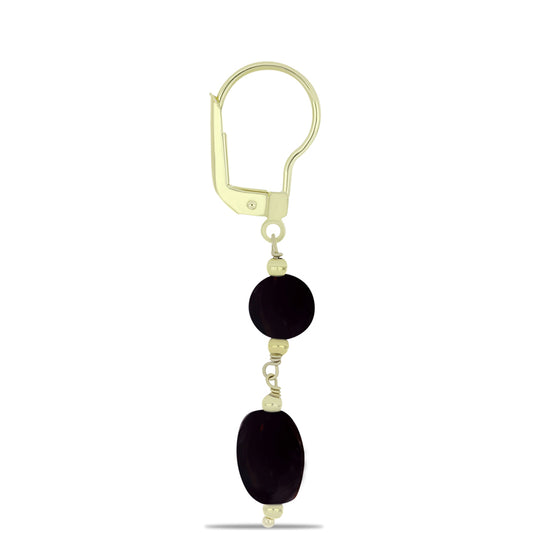 Goldplattierte Silberohrringe mit schwarzem Onyx aus Suwar