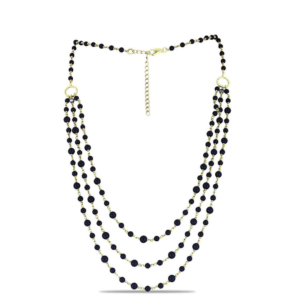 Goldplattierte Silberhalskette mit schwarzem Onyx aus Suwar 1 