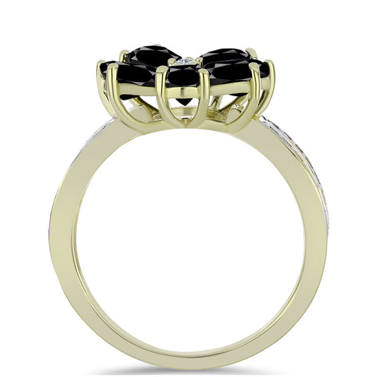 Goldplattierter Silberring mit schwarzem Onyx aus Suwar und weißem Topas