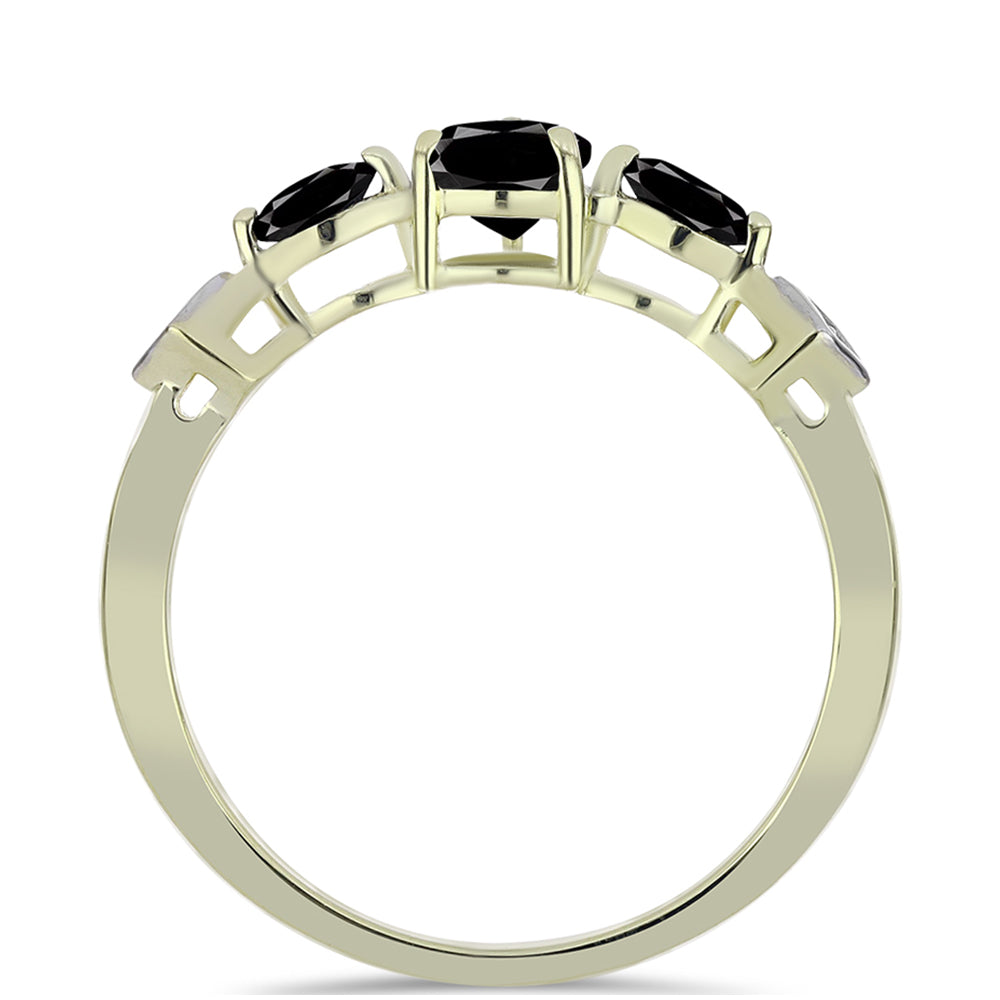Goldplattierter Silberring mit schwarzem Onyx aus Suwar und weißem Topas 3 