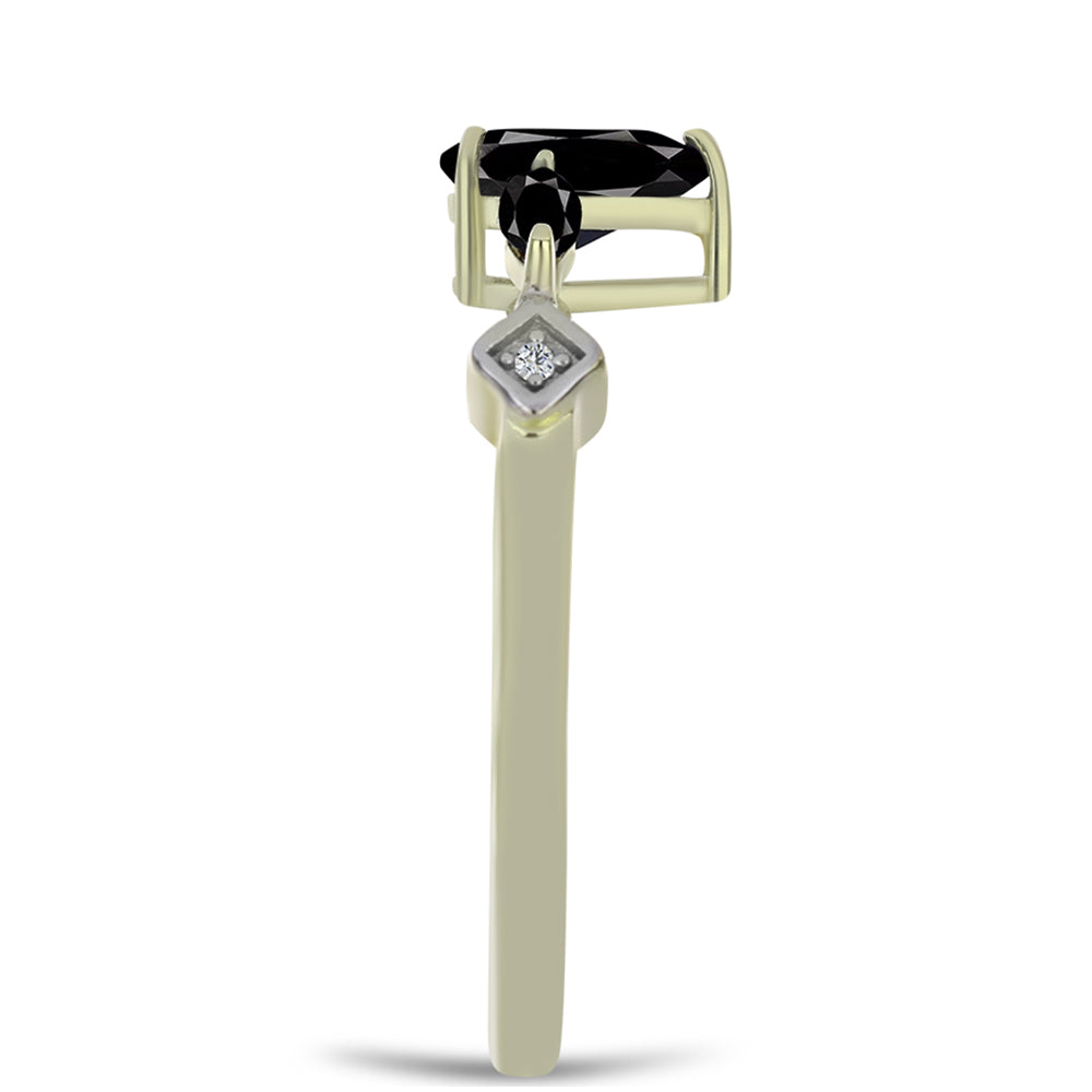 Goldplattierter Silberring mit schwarzem Onyx aus Suwar und weißem Topas 4 