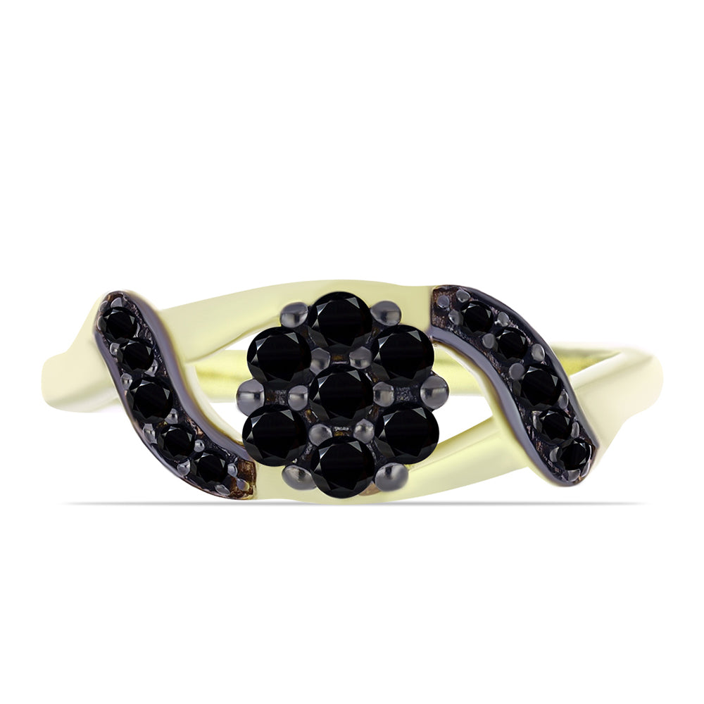 Goldplattierter Silberring mit schwarzem Onyx aus Suwar 1 