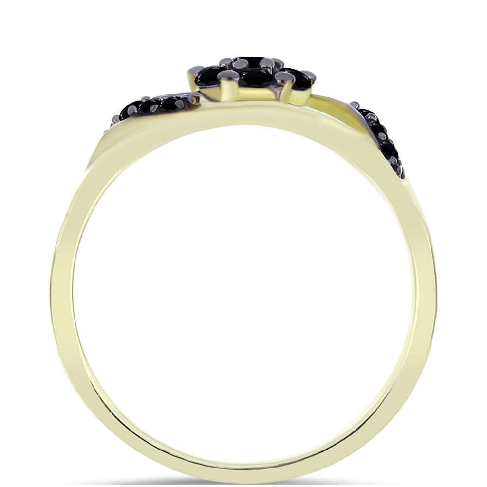 Goldplattierter Silberring mit schwarzem Onyx aus Suwar 2 