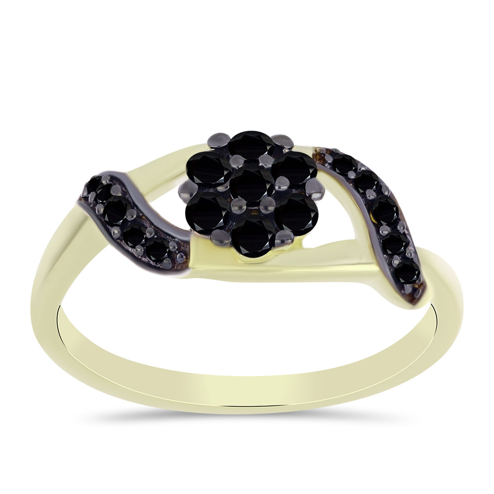 Goldplattierter Silberring mit schwarzem Onyx aus Suwar 3 