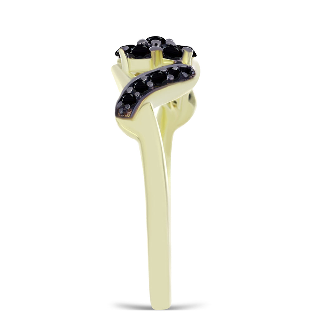 Goldplattierter Silberring mit schwarzem Onyx aus Suwar 4 