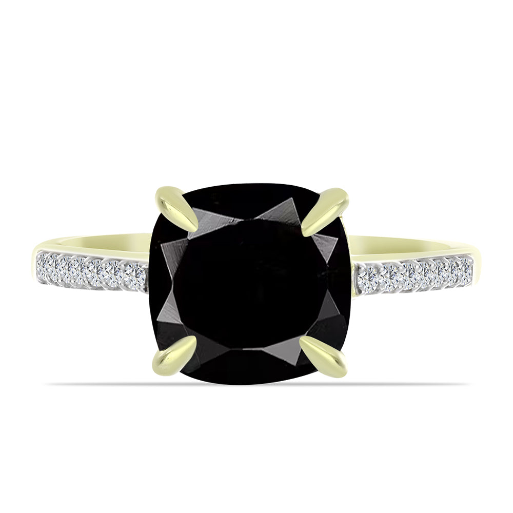 Goldplattierter Silberring mit schwarzem Onyx aus Suwar und weißem Topas 1 