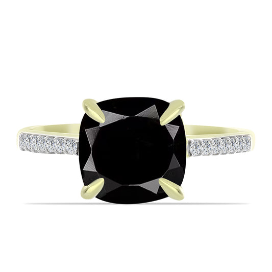 Goldplattierter Silberring mit schwarzem Onyx aus Suwar und weißem Topas