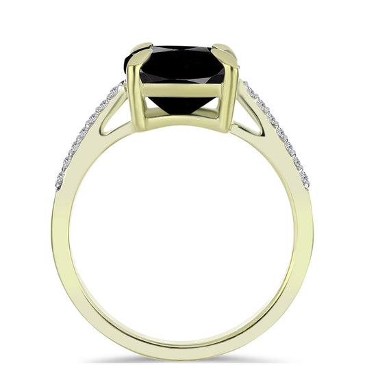 Goldplattierter Silberring mit schwarzem Onyx aus Suwar und weißem Topas