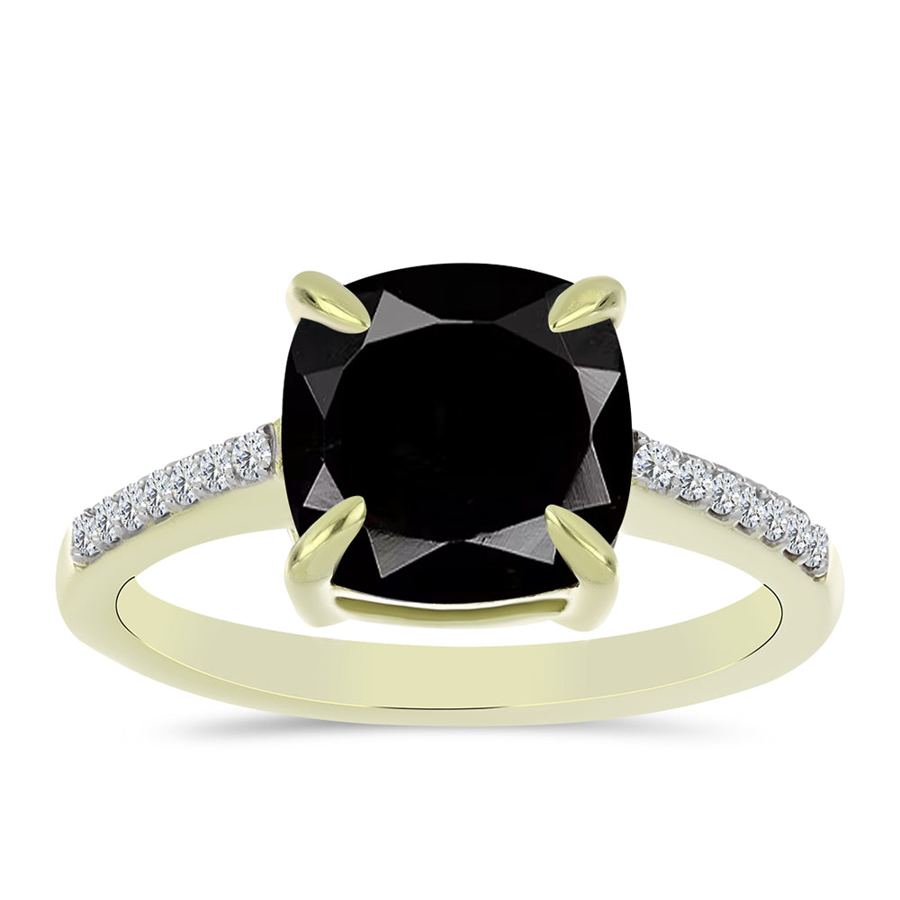 Goldplattierter Silberring mit schwarzem Onyx aus Suwar und weißem Topas