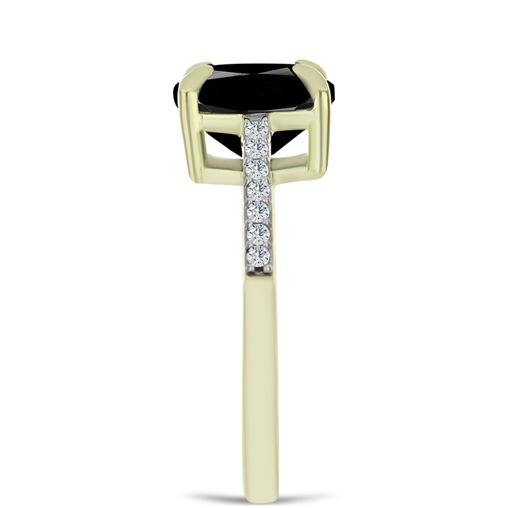 Goldplattierter Silberring mit schwarzem Onyx aus Suwar und weißem Topas